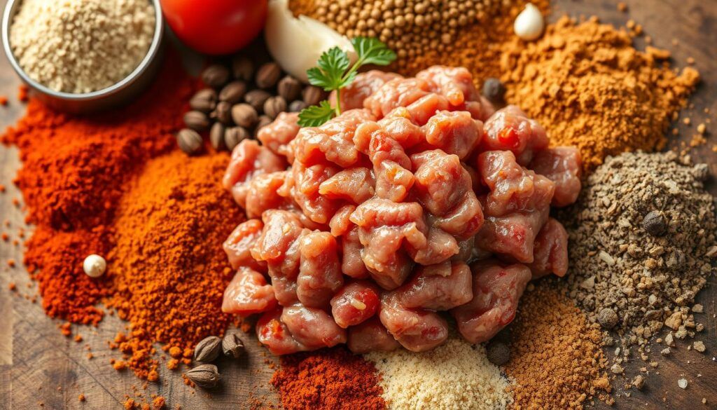 Carne picada y especias Carne picada y especias