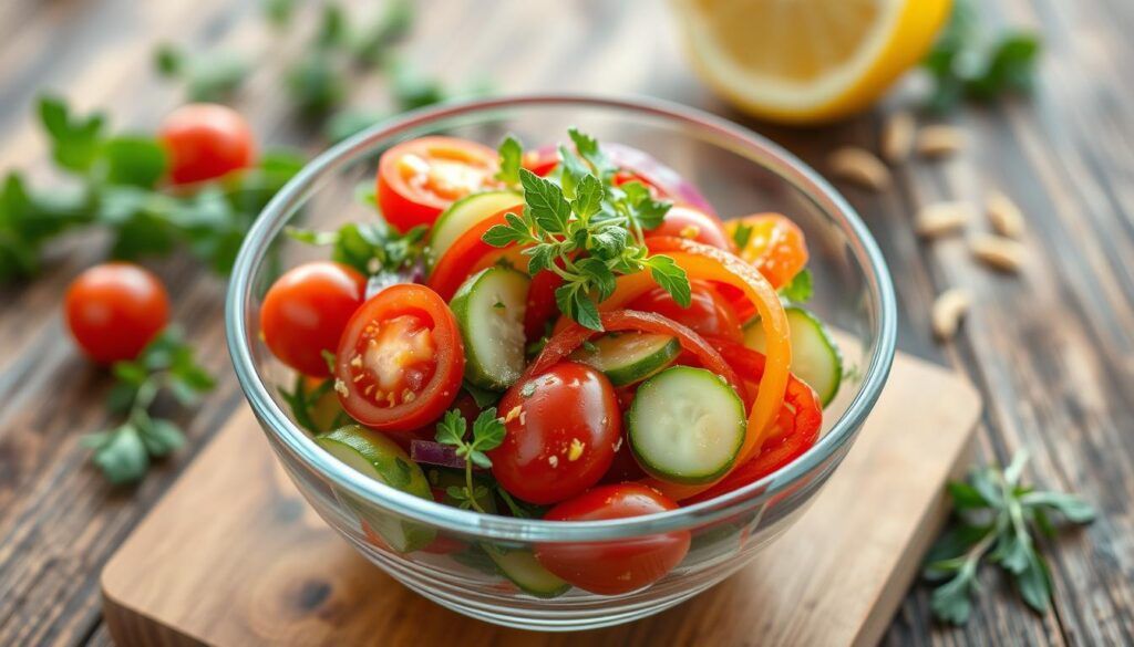 Mini ensalada presentada de manera atractiva Mini ensalada presentada de manera atractiva