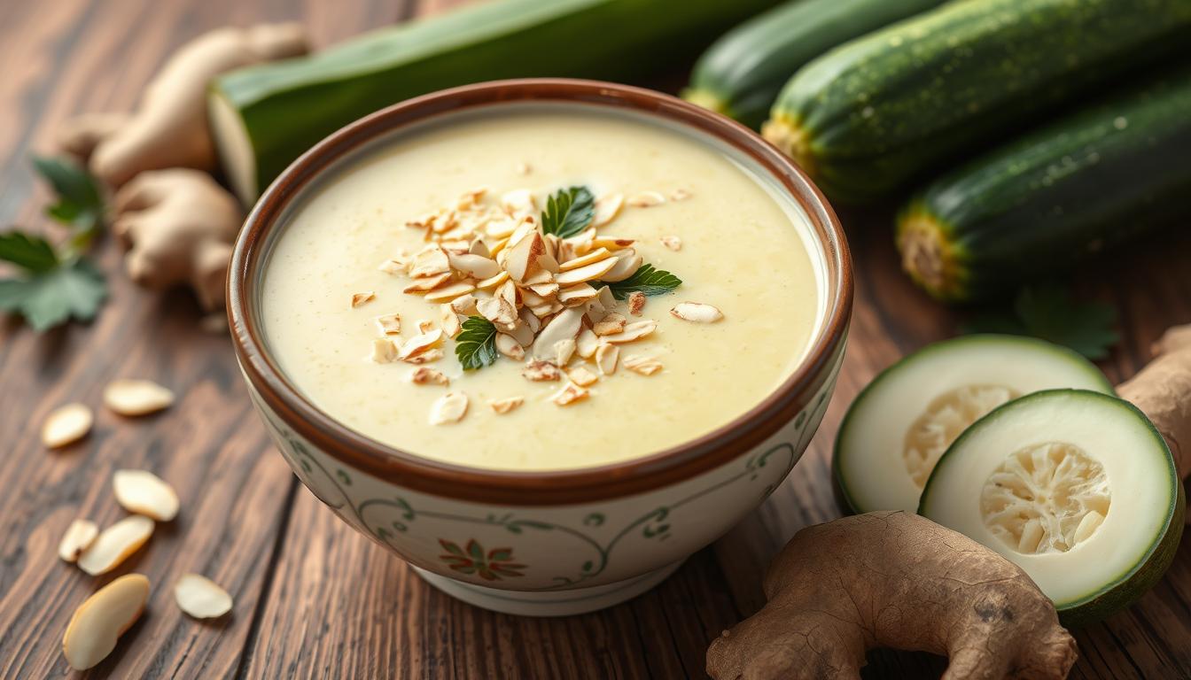 Crema de Calabacín con Toque de Jengibre y Crocantes de Almendra